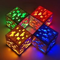 Minecraft cube куб,Нощна лампа, щадяща очите светлина, ABS, за деца, снимка 5 - Детски нощни лампи - 43818663