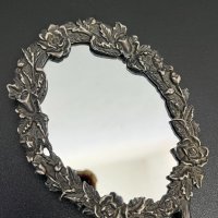 Дебело посребрено ръчно огледало. №4859, снимка 4 - Антикварни и старинни предмети - 43513226