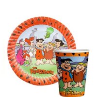 Семейство Флинстоун Flintstones 8 бр големи парти чинии чинийки рожден ден, снимка 2 - Чинии - 40581863