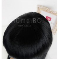 Дълга права черна перука с бретон Амбър, снимка 6 - Аксесоари за коса - 32991404