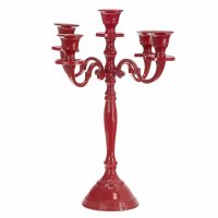 Свещник за пет свещи - алуминий, в червено, снимка 2 - Декорация за дома - 38084103