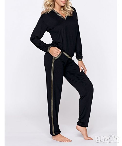 Дамска пижама с V-образно деколте в черно марка Hamana - S, снимка 1