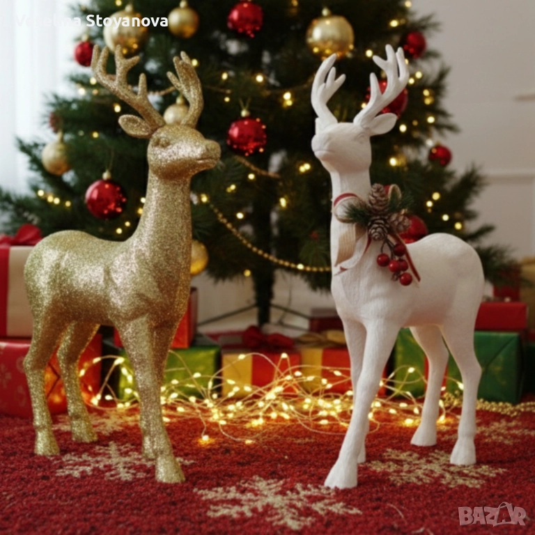 Декоративен Коледен Елен – Златист или Бял, с луксозни празнични детайли ✨, снимка 1
