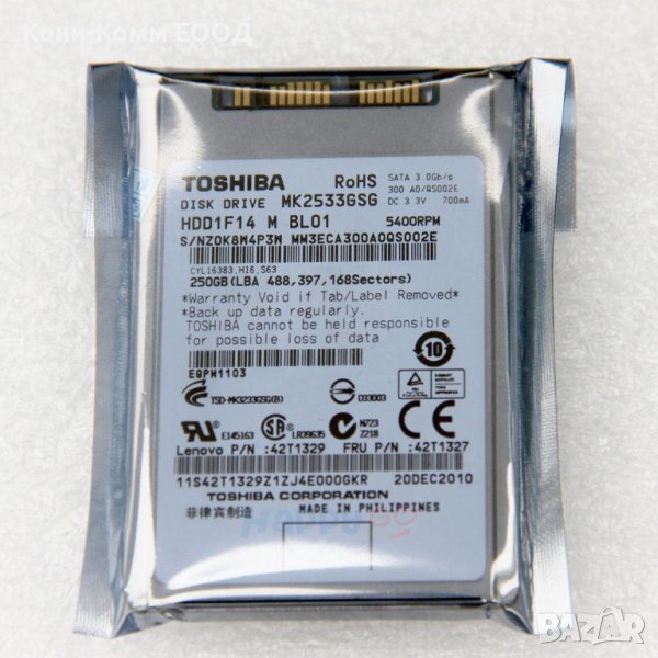 HDD  1.8` mSATA 250Gb A TOSHIBA MK2533GSG, снимка 1