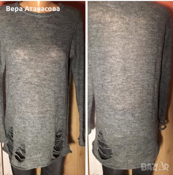 💙Divided,пуловер с накъсан ефект,с,м размер💎, снимка 1