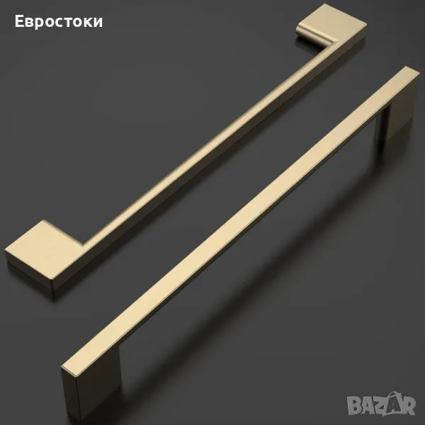 Amerdeco 6 бройки Дръжки за кухненски шкафове Матиран месинг 192 mm Златни дръжки, снимка 1