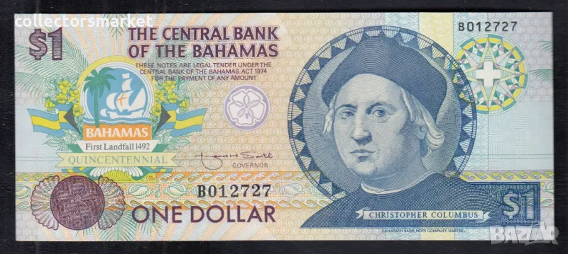 1 долар 1992, Бахамски острови, снимка 1