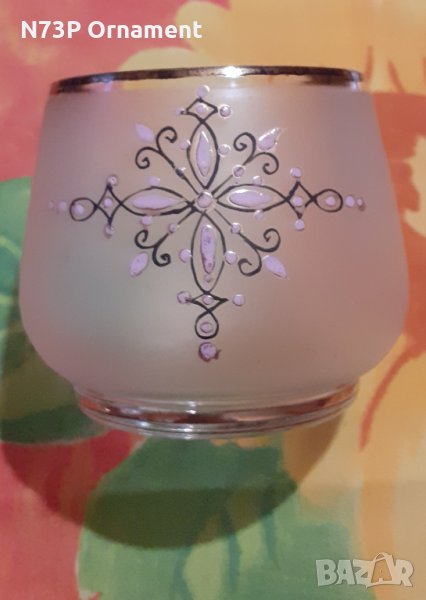 СТАР СТЪКЛЕН СВЕЩНИК. РЪЧНА ИЗРАБОТКА. , снимка 1