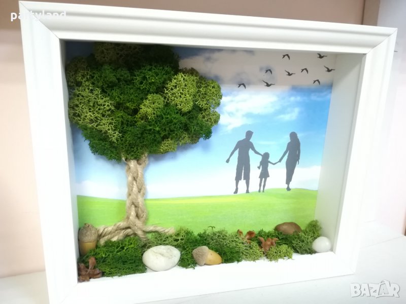 Картина декорирана с естествен скандинавски мъх, снимка 1