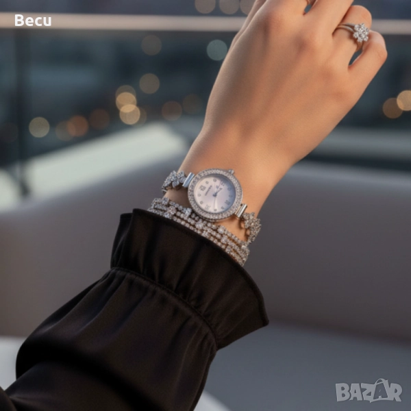 Дамски комплект часовник с гривна – елегантен подарък в луксозна кутия, снимка 1