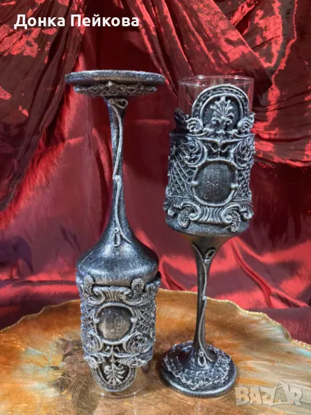 Чаши за вино в сребро, ръчна изработка, снимка 1