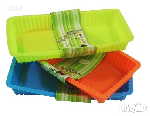 Плитка Правоъгълна форма силиконов молд тава за печене и замразяване кекс торта терин и др, снимка 1