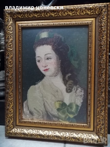 Ръчно ушит гоблен Императрица Катерина, Стара картина, снимка 1