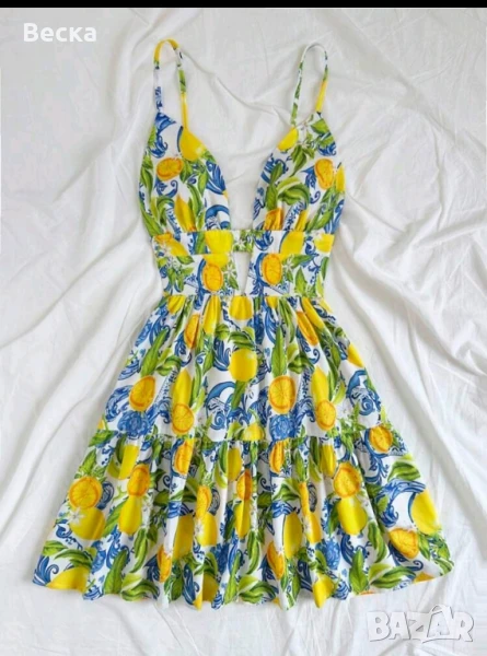 Лятна рокля с лимони и флорален принт 🌿🍋, снимка 1