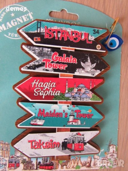 Автентичен 3D магнит от Турция, Истанбул с окото на Назар, снимка 1