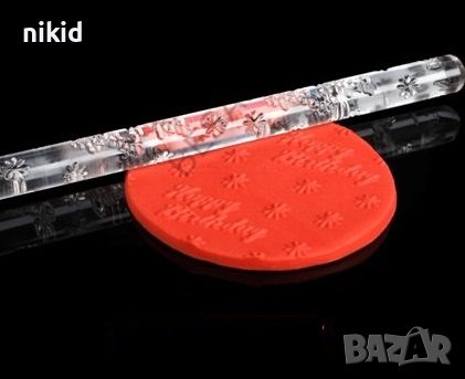 Happy Birthday Прозрачна релефна пластмасова акрилна текстурна точилка за фондан украса торта сладки, снимка 1