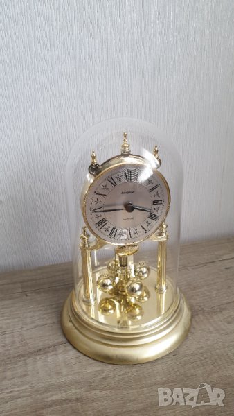 Немски кварцов настолен часовник Hangarter със стъклен купол, снимка 1