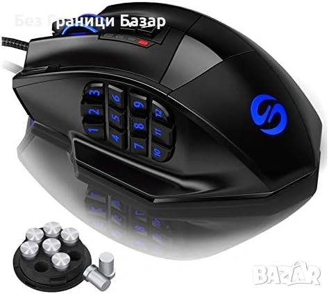 Нова гейминг Жична RGB MMO мишка 16400 DPI Avago сензор макро 12 бутона, снимка 1