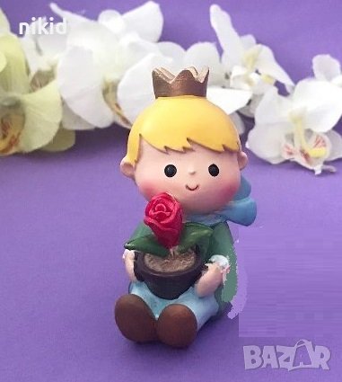 3D Малкият принц момче с роза силиконов молд форма фондан гипс свещ сапун, снимка 1