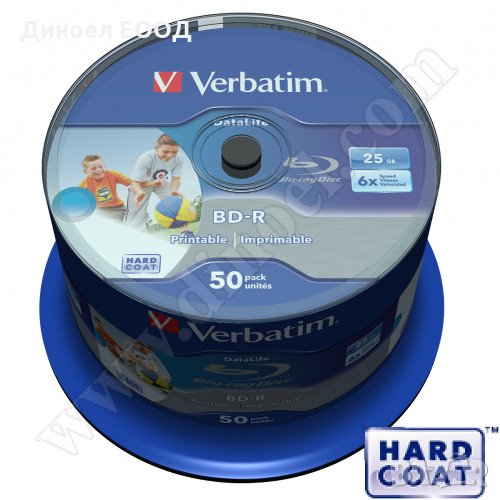 Оптичен диск BD-R PRINTABLE Verbatim Hard Coat 25GB 6X опак. 50бр., снимка 1