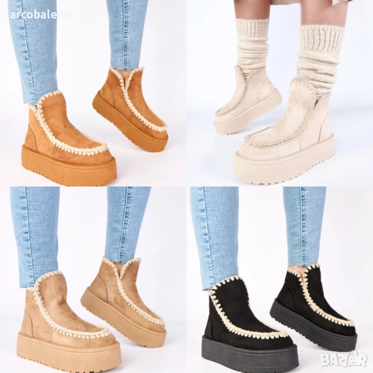 Дамски снежни боти на платформа с декоративна бродерия Alwena, 4цвята , снимка 1