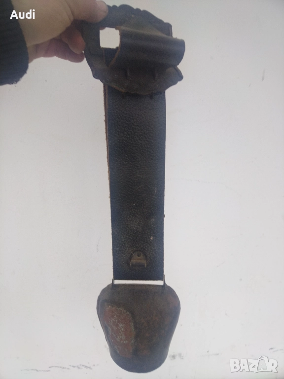 Голям чан хлопка звънец с кожена каишка, снимка 1