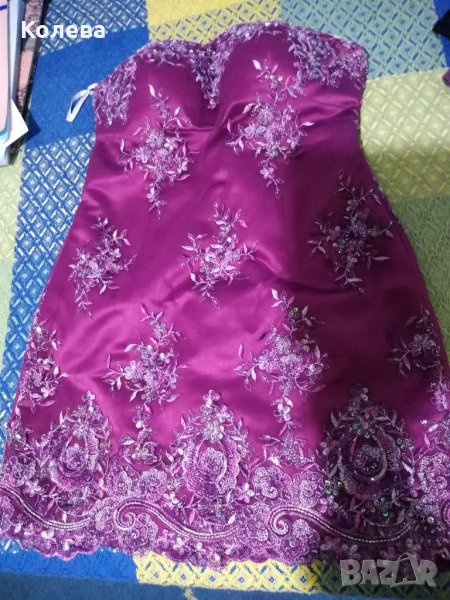 Рокля бална с брюкселска дантела+чанта+обици+подарък, снимка 1