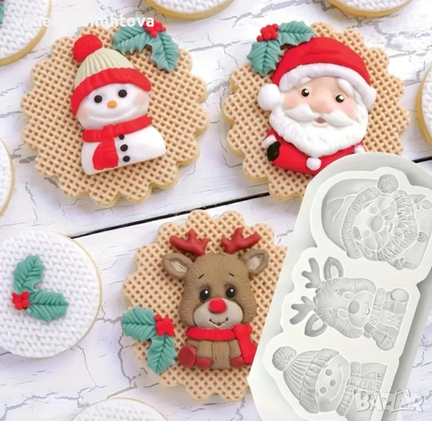 Дядо Коледа снежен човек елен Силиконов молд за смола гипс фондан за декорация на торта , снимка 1