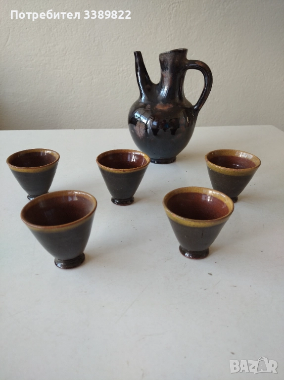 керамична кана и чаши, снимка 1
