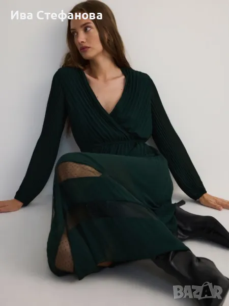 Wow 🤩 Разкошна нова  плисирана плисе солей тъмно зелена елегантна дълга рокля, снимка 1