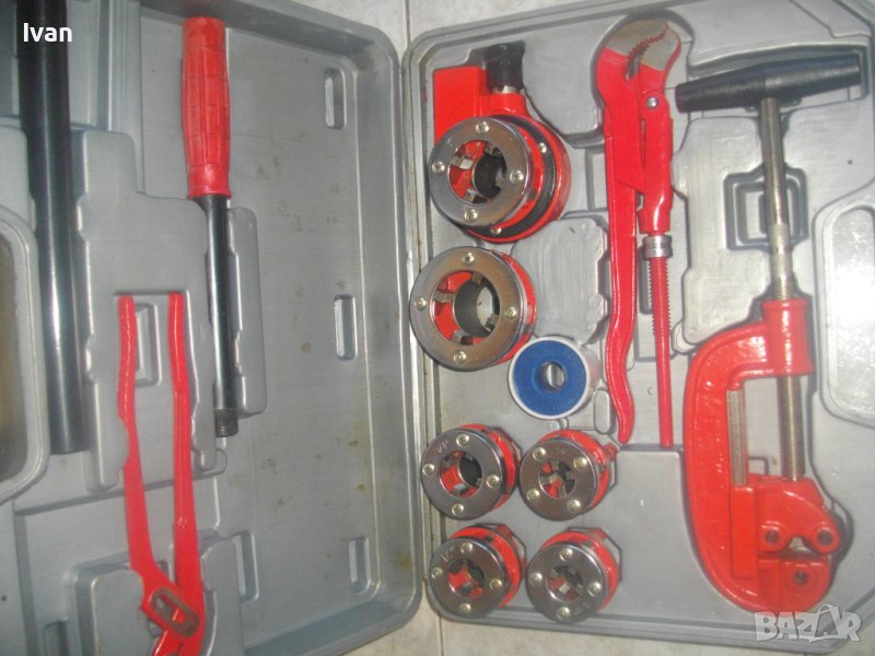 Нов К-т Резбонарезен 3/8-1 1/4 Цол-За Външни Резби Тръби-Плашка Водопроводна/Винторезка/Винтонарезка, снимка 1