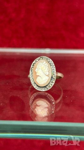 Сребърен пръстен с камеа, снимка 1 - Пръстени - 43923441