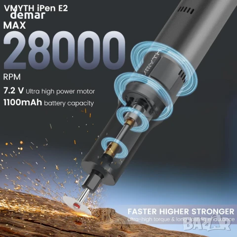 VMYTH iPen E2 Мини електрическа гравираща писалка, с 44 аксесоара, снимка 2 - Инструменти за гравиране - 50914759