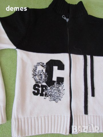 Машинно плетена жилеткав черно и бяло с цип, размер М, снимка 2 - Жилетки - 36662084