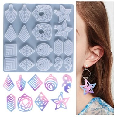 9 вида интересни Обеци на черти висулки форми силиконов молд форма калъп смола бижу