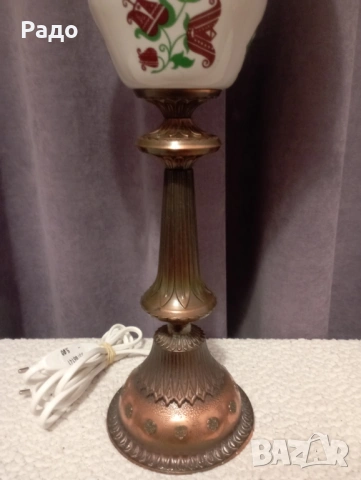 Голяма старинна лампа, снимка 2 - Настолни лампи - 50419524