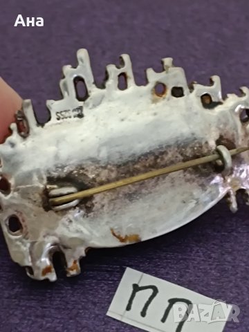 Красива сребърна брошка със седеф Буква ПП, снимка 4 - Други - 43937874