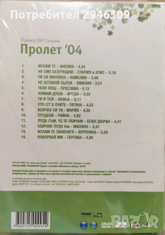 Пайнер Хит Сезони - Пролет 2004 DVD, снимка 2 - DVD дискове - 51744138