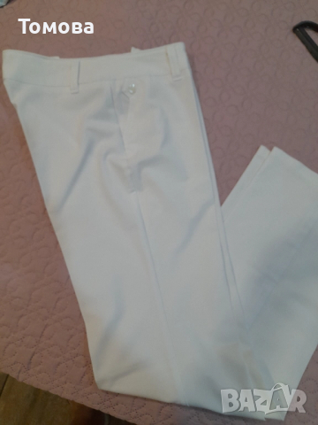 Бял елегантен панталон с ръб,L/XL, снимка 4 - Панталони - 51705536
