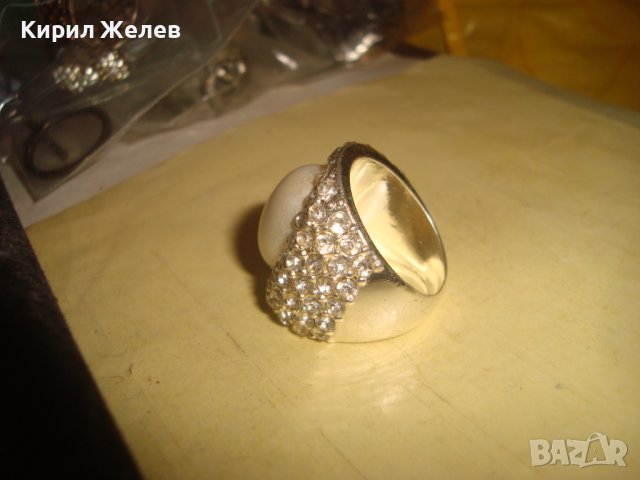 ПРЕКРАСЕН ПОСРЕБРЕН МОДЕН КРИСТАЛЕН ПЕРЛЕН ТИП АРТ ПРЪСТЕН ВИНТИДЖ МАСИВЕН 21438, снимка 12 - Пръстени - 37515850