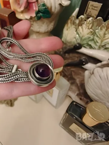 Старо сребърно колие с аметист разпродажба , снимка 6 - Колиета, медальони, синджири - 49468321