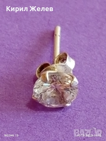 Елегантна сребърна обеца с инкрустиран цирконий ръчна изработка 78910, снимка 2 - Обеци - 52835139