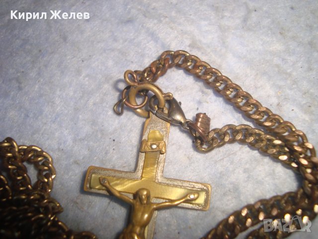 СТАРИННО ПОСРЕБРЕНО БРОНЗОВО РАЗПЯТИЕ КРЪСТ МАЙСТОРСКА РЯДКА РАБОТА с ПОЗЛАТЕНА РЕТРО ВЕРИЖКА 17316 , снимка 14 - Антикварни и старинни предмети - 37170808