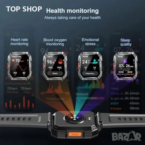 Нов Многофункционален Смарт Часовник с 100+ Спортни Режима и Известия, снимка 6 - Мъжки - 49498167