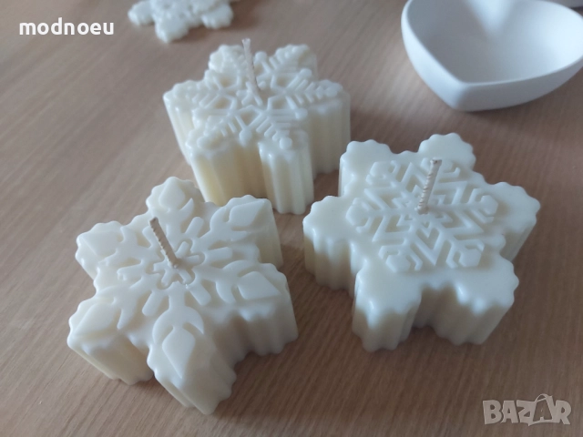 Коледна свещ Снежинка, снимка 2 - Други - 52824484