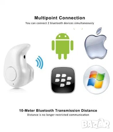 Hands Free Bluetooth универсална мини слушалка S530 с вграден микрофон, снимка 3 - Слушалки, hands-free - 27741399