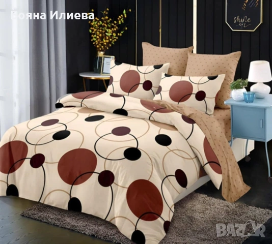 Луксозни двулицеви спални комплекти 6 части с ластик, снимка 16 - Спално бельо - 53357071