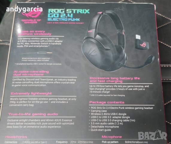 ASUS ROG STRIX GO 2.4 GAMING HEADSET геймърски слушалки НОВИ 2г. ГАРАНЦИЯ, снимка 3 - Слушалки за компютър - 43089775