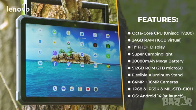 Таблет с 20Ah батерия и къмпинг прожектор - Hotwav R9 Plus, снимка 9 - Таблети - 50749452