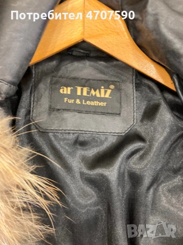Дамско кожено яке с яка от лисица, снимка 7 - Якета - 53081099